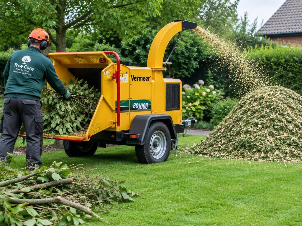Broyage des branches et évacuation des déchets verts dans un jardin à Éragny
